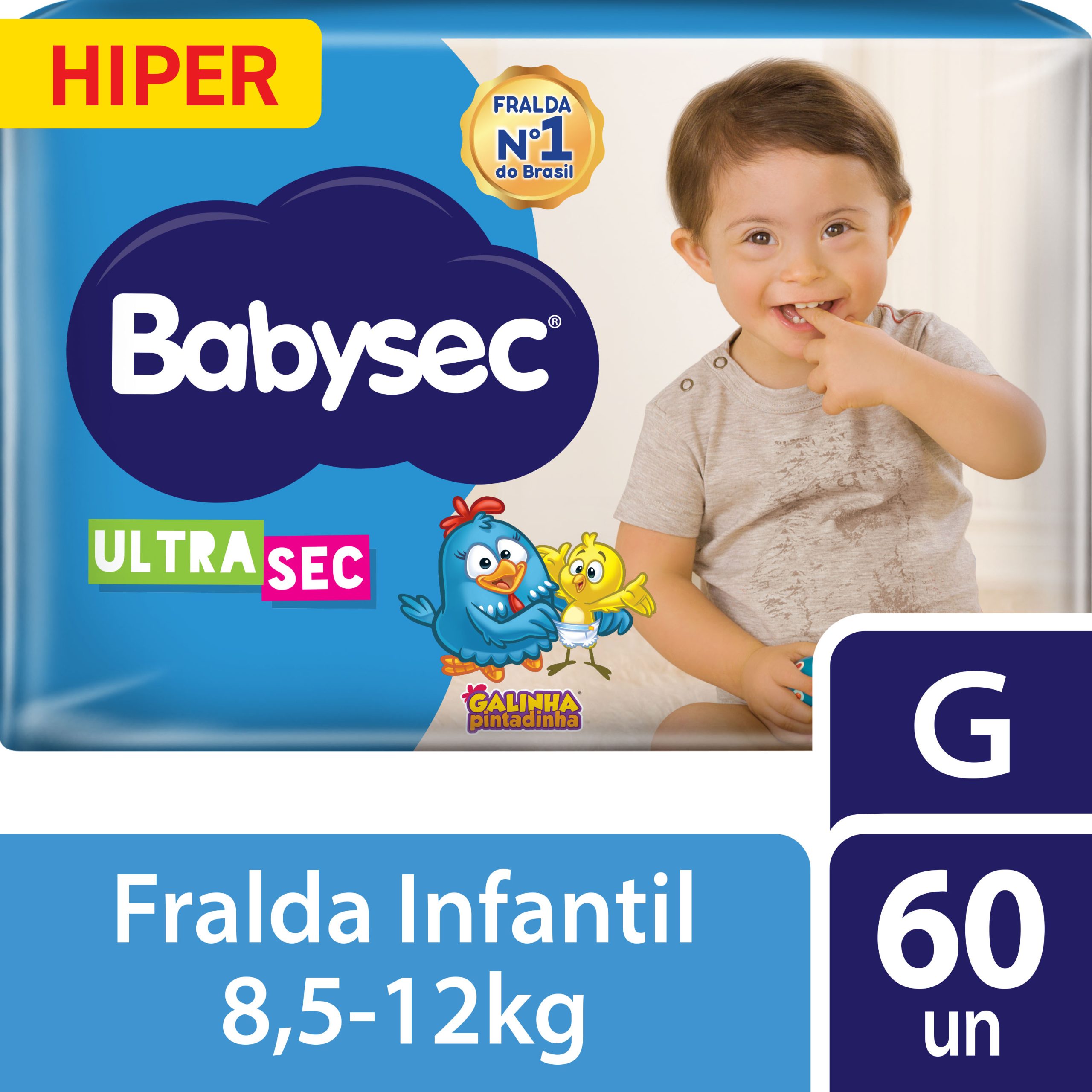 Fralda Babysec Ultrasec Hiper Galinha Pintadinha G 60 Unidades